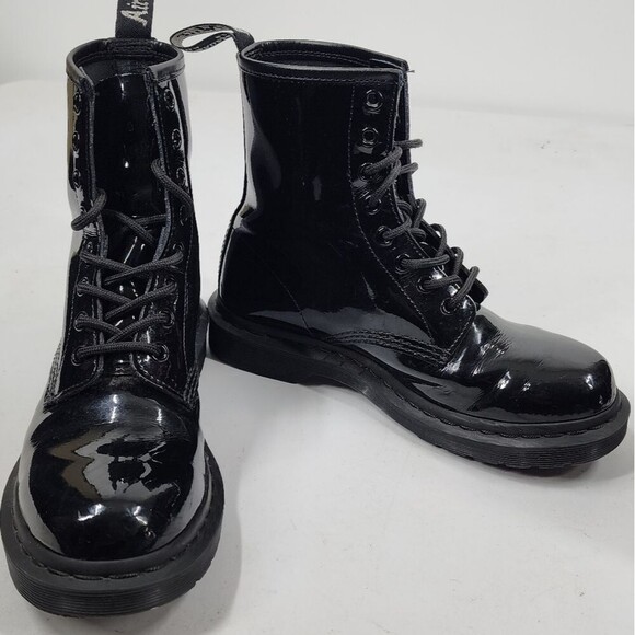 Dr. Martens 1460 Mono Black Patent Leather Combat Boots 7 - Picture 2 of 9